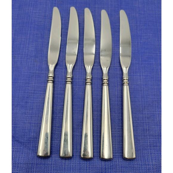 Oneida EASTON All Glossy Stainless Flatware 9 3/8" Dinner Knives Set of 5 - Picture 3 of 6